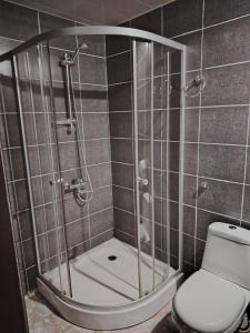 トビリシにあるGrand Hotel Tbilisiのバスルーム(シャワーブース、トイレ付)