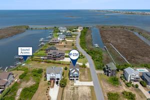 an aerial view of a small town next to the water at Bela Vista in Nags Head