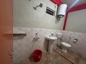 a bathroom with a toilet and a sink at Giver's Gift in Cherrapunji