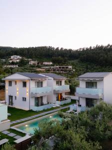 an aerial view of a house with a swimming pool at Emerald Project in Limenas