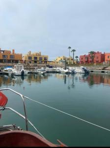 a boat is docked in a marina with buildings at Bily Boat Praia da Rocha Portimão in Portimão +12 photos