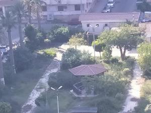 an overhead view of a garden with a pavilion at طرح البحر بورسعيد in Port Said