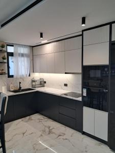 Η κουζίνα ή μικρή κουζίνα στο IDeal Sea View Apartment