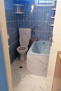 a bathroom with a toilet and a bath tub at Apartments by the sea Bilice, Krka - 23875 in Šibenik
