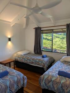 ein Zimmer mit zwei Betten und einem Fenster in der Unterkunft Alstonville Country Cottages in Alstonville