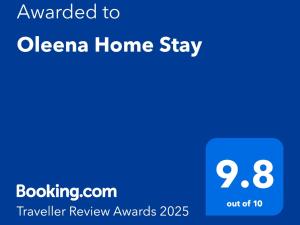 Certifikát, hodnocení, plakát nebo jiný dokument vystavený v ubytování Oleena Home Stay