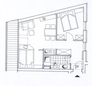 a floor plan of a small house at Inselresidenz Strandburg Juist - Ferienwohnung 308 (Ref. 51039) in Juist +6 photos