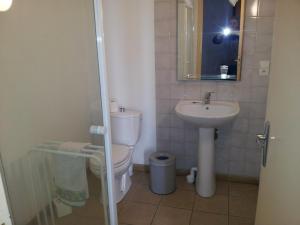 łazienka z toaletą i umywalką w obiekcie Hotel du siecle w mieście Cercy-la-Tour