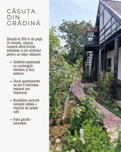 eine Seite einer Broschüre für einen Garten in der Unterkunft Căsuța din grădină in 2 Mai