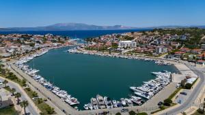 an aerial view of a marina with boats at Sisus Marina Hotel in Çeşme