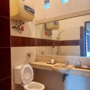 a bathroom with a toilet and a sink at Villa Elisabeth at Villa Istana Bunga in Bandung