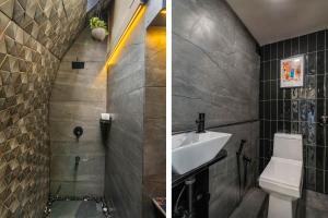 a bathroom with a sink and a toilet at Kyuka - Kizuna in Mulshi +33 photos