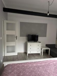 Televízia a/alebo spoločenská miestnosť v ubytovaní Apartament ToTuGdynia 2