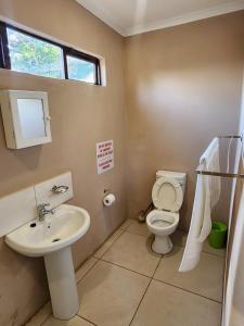 a bathroom with a toilet and a sink at VILLA HOLIDAYS - 14A Berea Road Margate in Margate