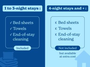 a screenshot of two texts with the bed sheets at Vacancéole - Résidence de L'Océan in La Tranche-sur-Mer