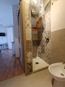a shower in a bathroom with a toilet and a sink at Nuovo Alloggio Cisanello in Pisa