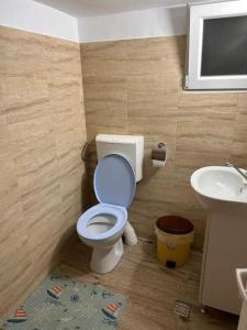 a bathroom with a toilet and a sink at Yellow House in Eforie Nord