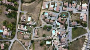an overhead view of a city with rows of houses at Gîte #3, 3 Pers, Domaine De Ribiere in Grospierres