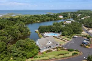 an aerial view of a house on a river at Rest-A-Shore in Corolla