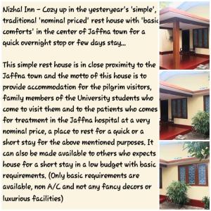 a brochure for a home with a description of a house at Nizhal Inn in Jaffna