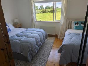 a bedroom with two beds and a window at Danesfort House in Balnacart