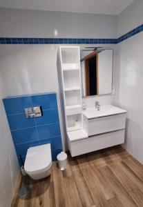 サン・シプリアンにあるA Casa de Chefaのトイレ、洗面台、鏡のあるバスルーム