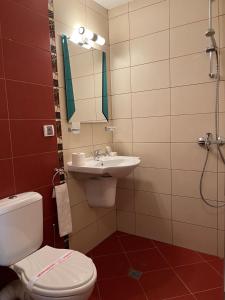 a bathroom with a toilet and a sink at Hotel Silver in Sozopol