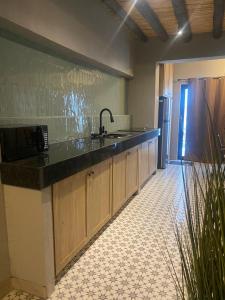 una cocina con fregadero y encimera en Casa Sererno I, en Cuatrociénegas de Carranza