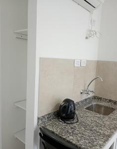 a kitchen counter with a sink and a telephone on it at Concepción Termal - Acceso preferencial a Termas in Federación +22 photos