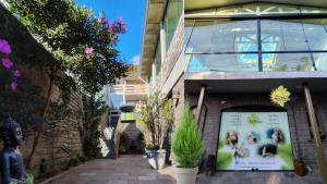 南卡希亚斯LSViver Hospedagem的一座前面有大招牌的建筑