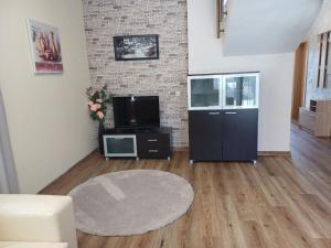 a living room with a tv and a couch at Къща за гости Форест 58 in Vasil Levski