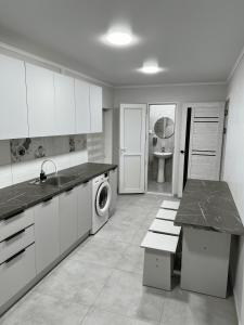 Kuchyň nebo kuchyňský kout v ubytování Apple Hostel Bishkek