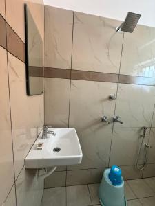 a bathroom with a sink and a mirror at Sri Gavuri Nivas in Trivandrum