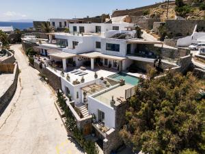 an aerial view of a house at Villa Lilium I - Overlooking Psarou Bay, Mykonos in Psarou