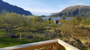 a view of a lake and a mountain at Holiday Home Lofoten in Lyngværet