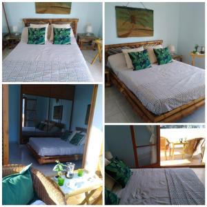 a collage of four pictures of a bedroom at Chalet with private pool in Roda de Bará