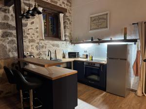 a kitchen with a sink and a refrigerator at La Maillerie in Busserolles