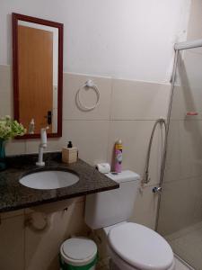 un bagno con wc, lavandino e doccia di Casa Aeroporto - UFAL a Maceió