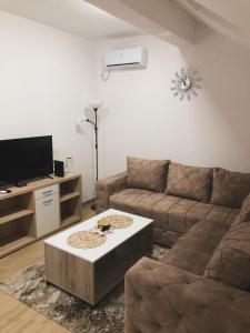 RakariApartman Sunce1的带沙发和咖啡桌的客厅