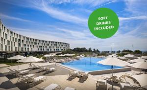 a rendering of the pool at a hotel with the text soft drinks included at Maistra Select Family Hotel Amarin in Rovinj