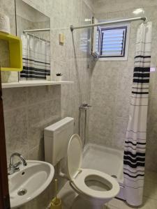 a small bathroom with a toilet and a sink at Apartmani Džapo in Srima