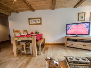 Televízia a/alebo spoločenská miestnosť v ubytovaní Superbe appartement 3 étoiles à Chamonix, 2 chambres, balcon, cheminée déco, parking et Wi-Fi - FR-1-343-197