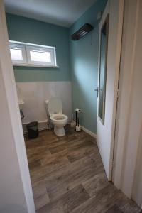 a bathroom with a toilet and a window at Owl View, River Black Water Holiday Lets Ltd, INCHBAE, GARVE, IV232PG in Garve