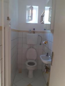a bathroom with a toilet and a sink at Ibolya in Balatonfüred +4 photos