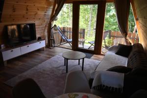 a living room with a couch and a tv at Forest Heaven in Kolašin