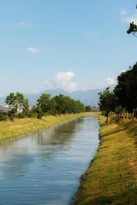 einen Fluss mit Bäumen an der Seite in der Unterkunft 英格蘭小古堡England Castle in Wujie