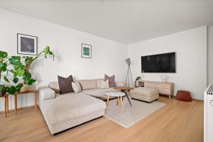 TV a/nebo společenská místnost v ubytování Modern & Spacious City Apartment