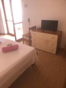 a bedroom with a bed and a television on a dresser at Monolocali Angelica in Porto Cesareo
