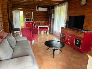 Μια τηλεόραση ή/και κέντρο ψυχαγωγίας στο Le Chalet de la Dordogne climatisé