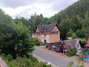 an aerial view of a building in a mountain at Karkoz Karpacz in Karpacz